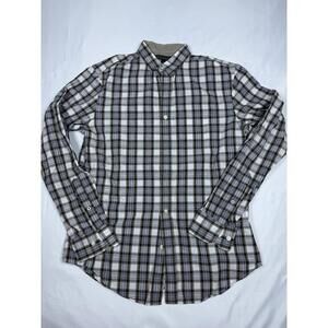 Banana Republic Soft Wash Tailored Slim Fit Men’s Plaid Shirt M Brown Blue Plaid